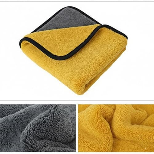 Image of Cotton Bolls Microfiber Cloth for Car Cleaning (4 Pcs) - Ultra Soft, Thick Plush, Double Sided Microfiber Towel for Car Cleaning, Washing, Detailing, 400 GSM, 40 x 40 cm, Multicolour