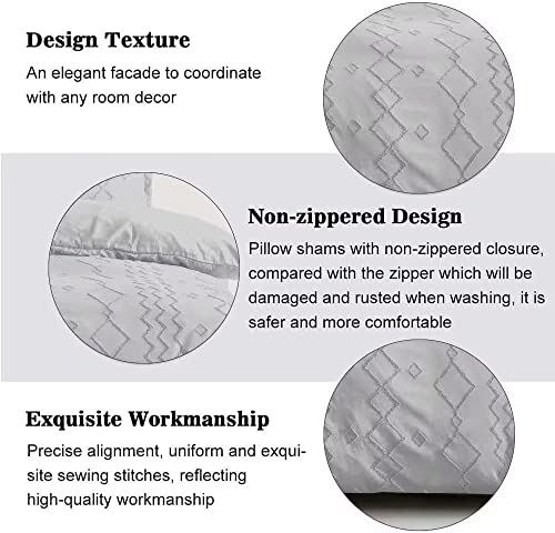 Shatex Tufted Twin Xl Comforter Set For Boys- 2 Piece All Season Bedding Comforter Set, Ultra Soft Polyester Bedding Comforters- Boho Stripes, Gray #TOP2