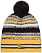 New Era Pittsburgh Steelers Sideline Sport Yellow Striped Cuffed Football Knit Beanie Hat Pom - NFL Cheer Cuff Knit Cap