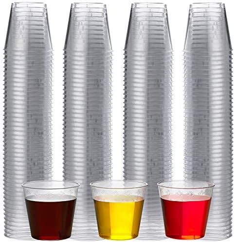 JoyServe 200 Shot Glasses - Bulk 1 oz Shot cups, Clear Premium Mini Hard Plastic, Disposable Whiskey Cups, ideal for Samples, Jello Shots, Bachelorette, Birthday Parties, Weddings, Dessert & Party's