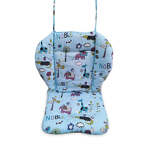 High Chair Cushion, Baby High Chair Cushion, Pad for High Chair, Soft and Comfortable, Lightweight and Breathable,Making The Baby More Comfortable (Jungle Animal Pattern on Blue Background)