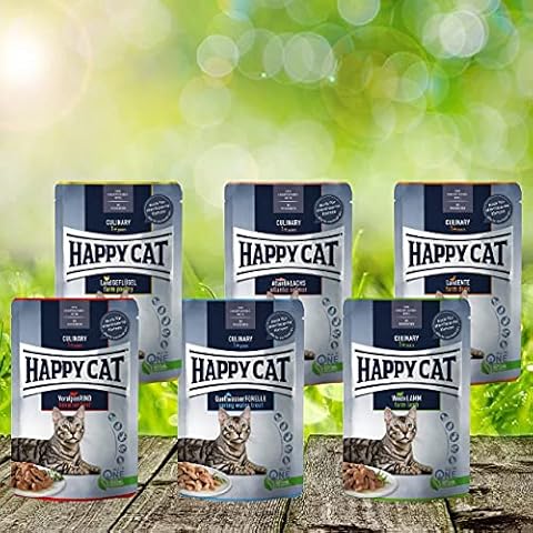NEU* Vorteilspaket - Mixpaket Happy Cat Variation Nassfutter - Meat in Sauce Culinary 24 x 85 g - Viele leckere Sorten für Abwechslung im Napf Cover