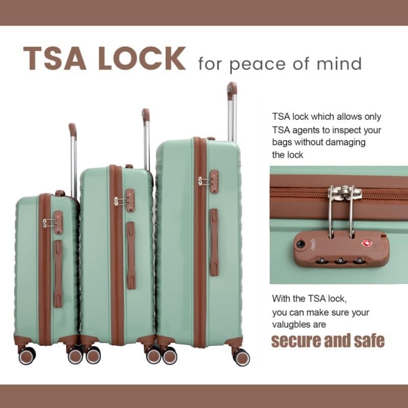 Travelhouse 5 Piece Luggage Sets with Spinner Wheels, Hardshell PP Suitcase Set with Tsa Lock, Lightweight Hardside Travel Suitcases with Waterproof Duffle Bag for Men Women 7