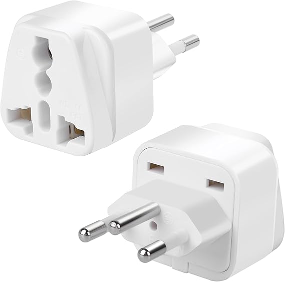 2Pack UK to Switzerland Plug Adapters Swiss Power Converter Grounded Universal Travel Adapter 3