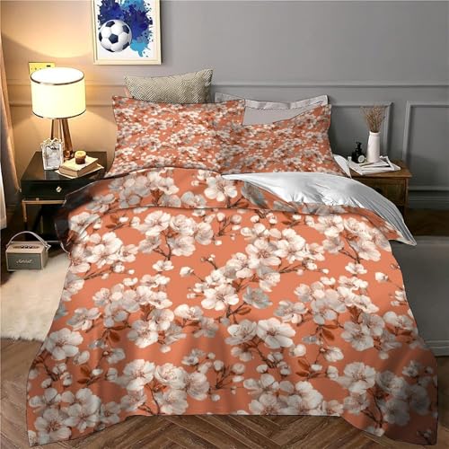Linge de lit fleur de cerisier tissu haut de gamme toucher doux 3D