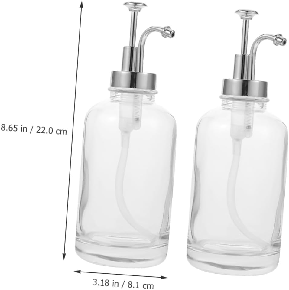 KICHOUSE 2pcs Glass Syrup Dispenser Pump Coffee Syrup Dispenser Bottle Bar Pump for Kitchen Honey