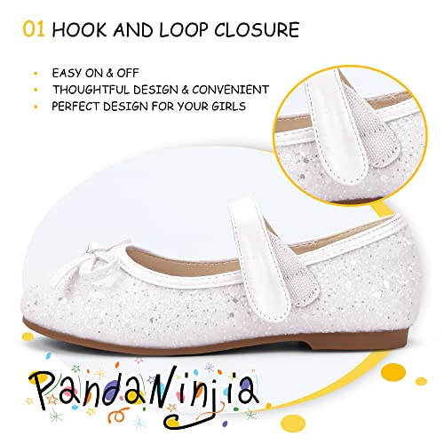 Pandaninjia Toddler Girl Dress Shoes Mary Jane Ballet Flats Toddler Little Kid Wedding Party Flower Girl Shoes(White Sequin,9 M Us Toddler) #TOP3
