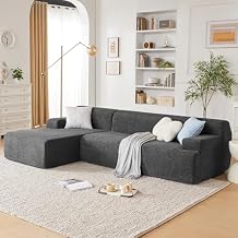 Huatean Home 107" Modular Sectional Sofa, Boneless Couch Sponge Sectional Sofa for Living Room, High Density Sponges Cloud Couch,Modular L-Shape Sofa with Chaise, DarkGary