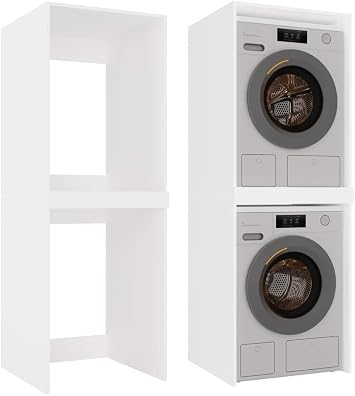 WHATSIZE ENTERPRISE Washing Machine & Tumble Dryer Stacking Cabinet   Tall Laundry Storage Unit for Bathroom & Utility Room | Space Saving Cupboard Twin | 64x64x180cm