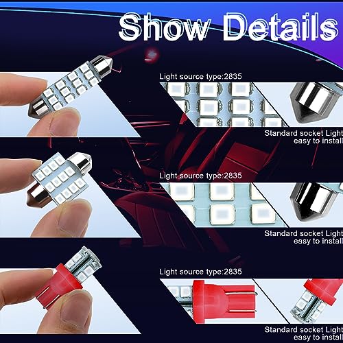 NTNEV 24PCS LED Interior Replacement Bulbs, Interior Car Lights, Dome Light LED Car Bulb Kit Set T10 31 mm 42 mm, Used for Map Dome Lights and License Plate Courtesy Lights Accessories (Red) - Image 4