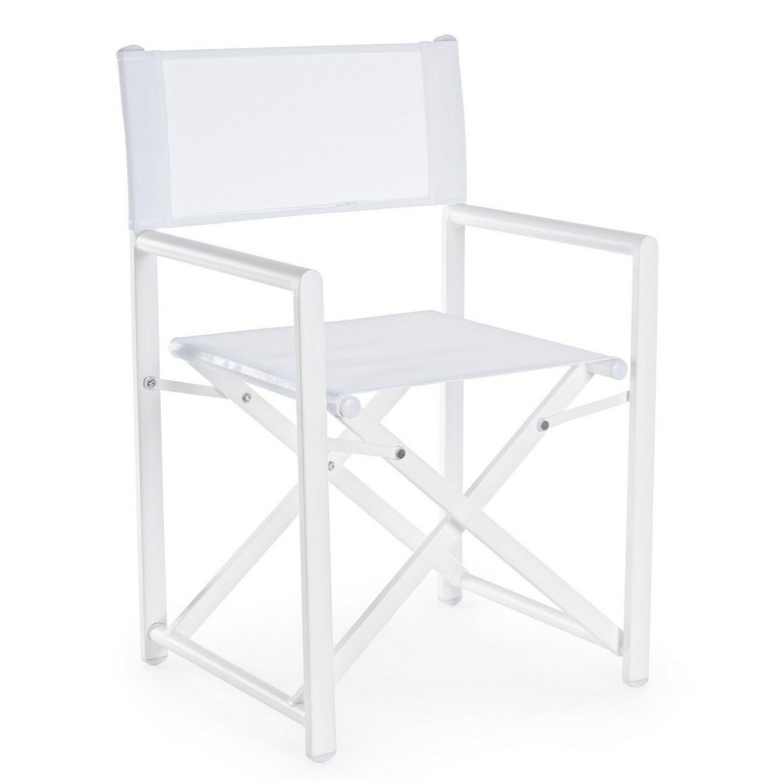 Decor Space Chaise de réalisateur Taylor, structure en aluminium, assise en textilène, idéale pour le jardin (Blanc)