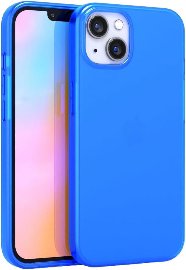 FELONY CASE for iPhone 13/14 - Neon Blue Clear TPU Protective and Polycarbonate Shock-Absorbing Bright Cover - Crack Proof with a Gloss Finish - Full iPhone Protection