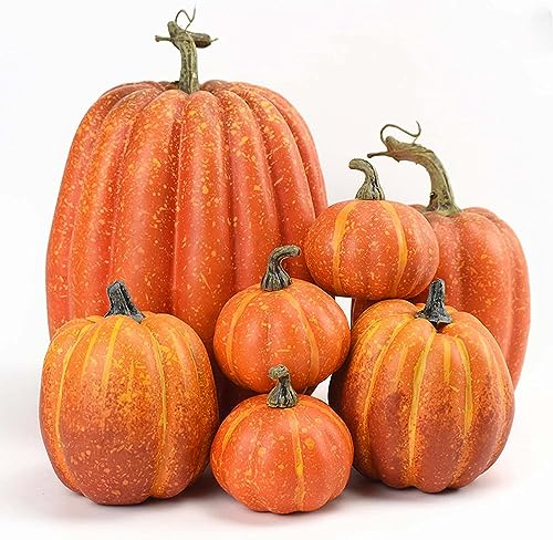 YZYVIOW ハロウィン かぼちゃ 飾り 7PCS ハロウィンカボチャ 置物 オーナメント DIY 飾り付け 秋の収穫 季節飾り/パーティー/店舗/部屋/撮影/小物などに飾り付け (オレンジ) [並行輸入品]