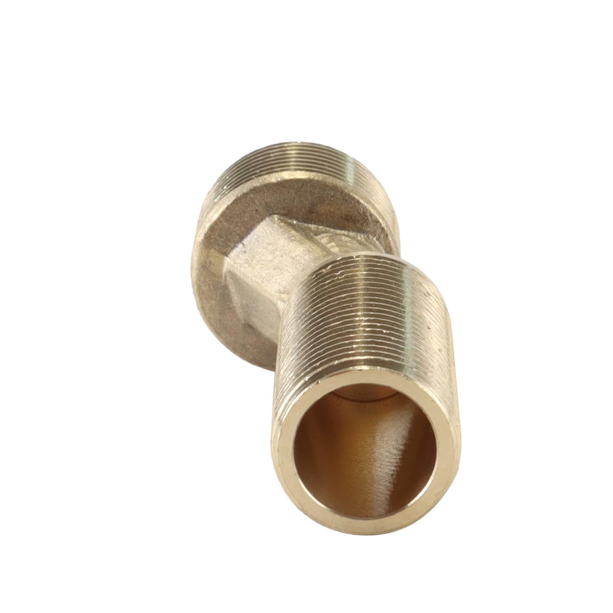 Adaptador de bañera con rosca macho G1/2 a G3/4, paquete de 2, latón, brazo oscilante excéntrico para grifo, montaje en pared (amarillo), 7 cm