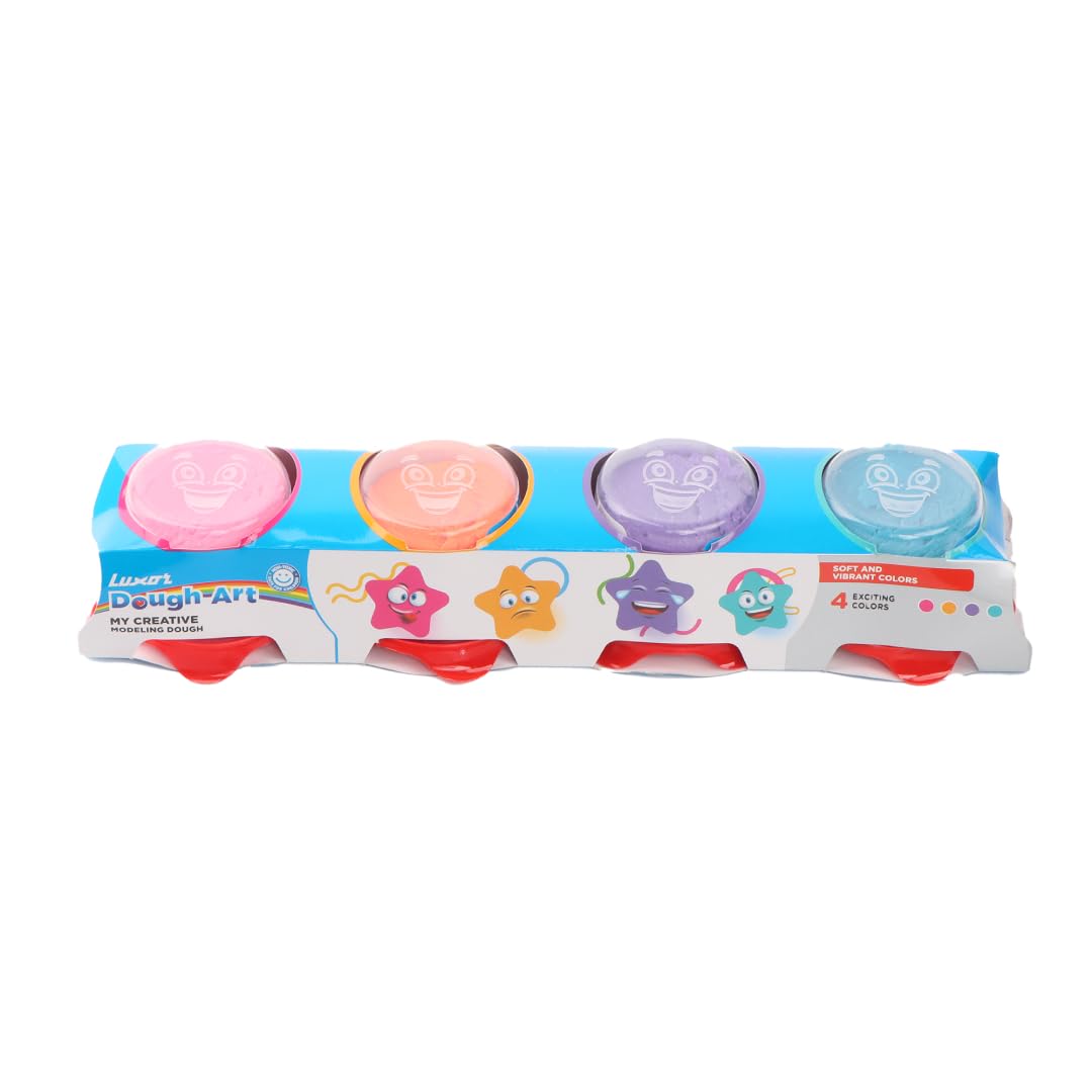 Luxor Doodles Modeling Dough Pot| 4 Assorted Colours for Creative Play | Soft & Smooth | Fun for Kids (B0B36F2SD8) Amazon Price History, Amazon Price Tracker