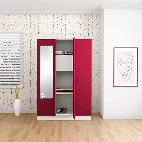 Image of GODREJ INTERIO Slimline Steel Wardrobe Ceremine Red,3 Door