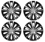 UKB4C Alloy Look Wheel Trims | Set of 4 Hub Caps | Black & Silver Multi-Spoke | Universal Fit for Steel Wheels (13", 14", 15", 16")