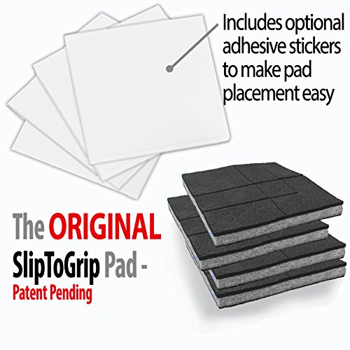 SlipToGrip" Non Slip Furniture Pad Grippers - Stops Slide - Multi Size (8 Pads) - Make 4", 1", 2", etc.- Pre-Scored Multiple Sizes - 3/8" Felt Core - Anti Slip - No Nails, No Glue.