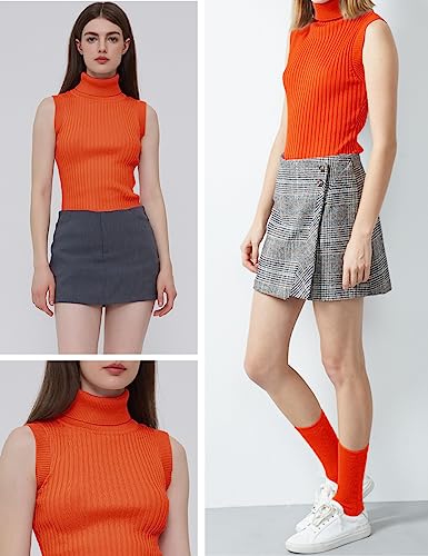 Image of v28 Women Sleeveless High Neck Turtleneck Stretchable Knit Sweater Top