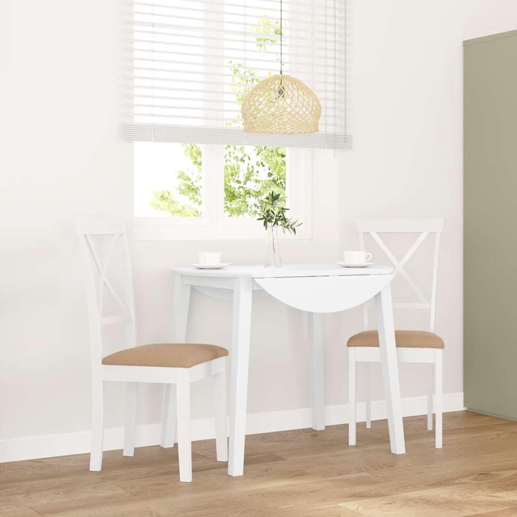 Sillas de comedor con cojín 2 uds. Árbol de caucho de madera maciza blanco, diseño ergonómico con respaldo cómodo para sentarse durante mucho tiempo, resistente a los golpes y duradero