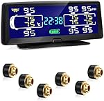 Hieha Rv Tire Pressure Monitoring System, 7.84” Solar TPMS for Rv Travel Trailer Coach Truck Fifth Wheel Motorhome with 6 Sensors, Real-time Monitoring Pressure and Temperature(0~198PSI)