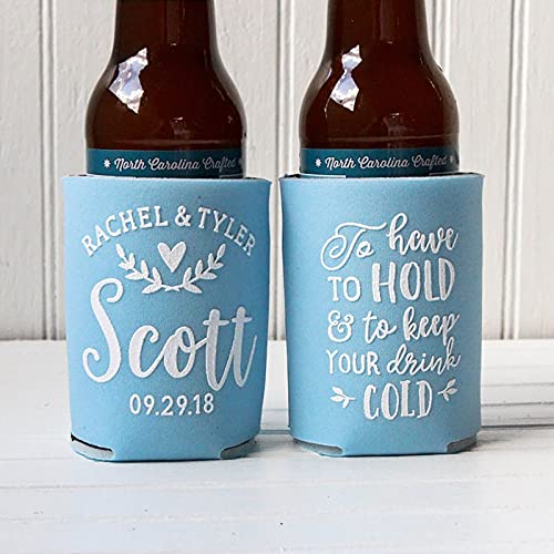 Customized Wedding Can Coolers Personalized Wedding Favors Monogram Can Holders (Custom – Assorted, 100 can cooler)