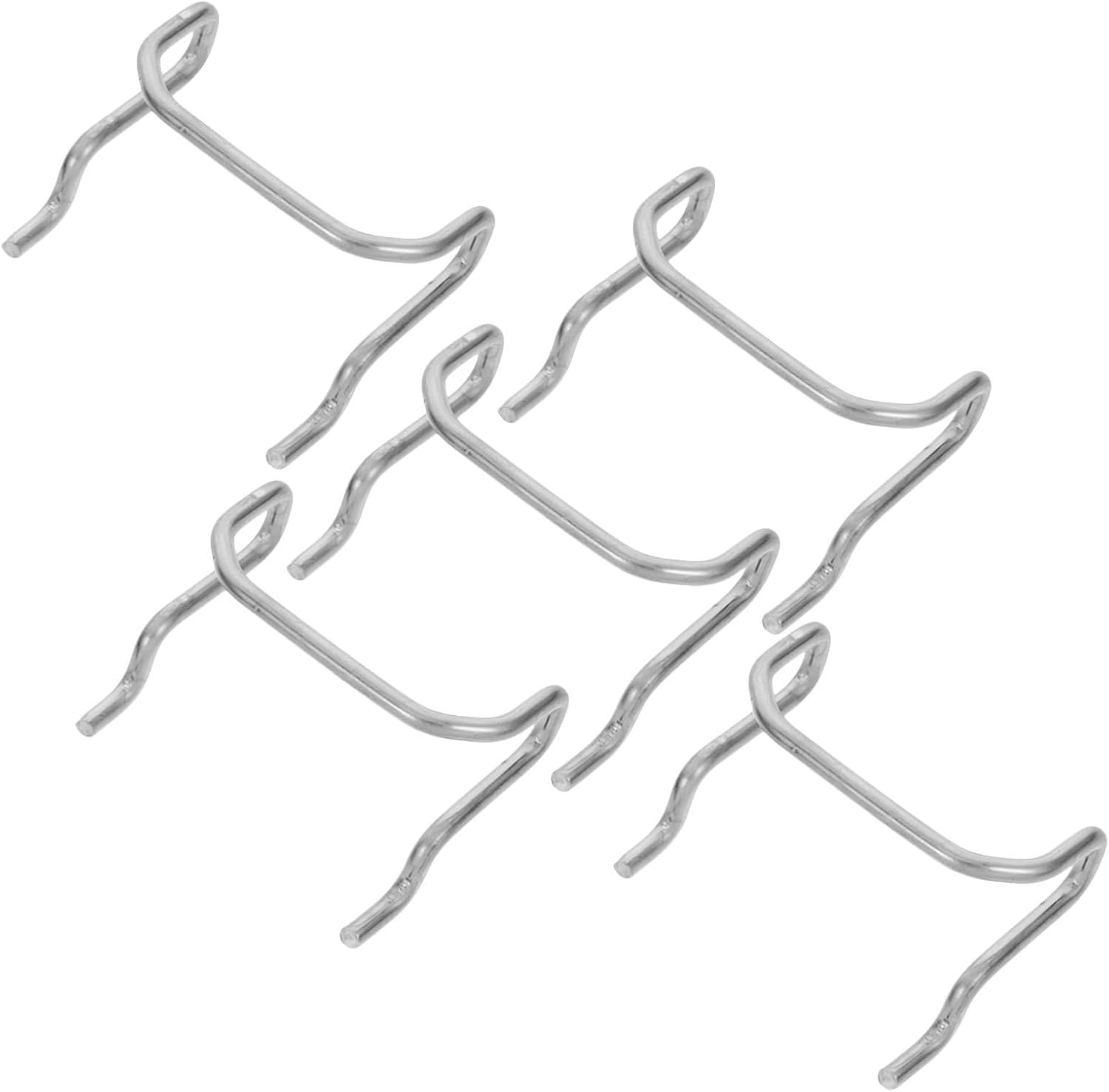 Pegboard Hooks Heavy Duty Metal Tool Hangers 5pcs Stainless Steel Ergonomic Curved Hook and Smooth Stamped Edges, for Tape Measures and Scissors, for Craft Room and Workbench
