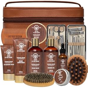 Father’s Day Spa Gift Set for Men – Luxury 30-Piece Sandalwood Bath & Beard Gift Set for Men, Bath & Body Care Kit for Him with Beard Wax | Christmas, Valentine’s Day, Birthday, Gift for Father Dad