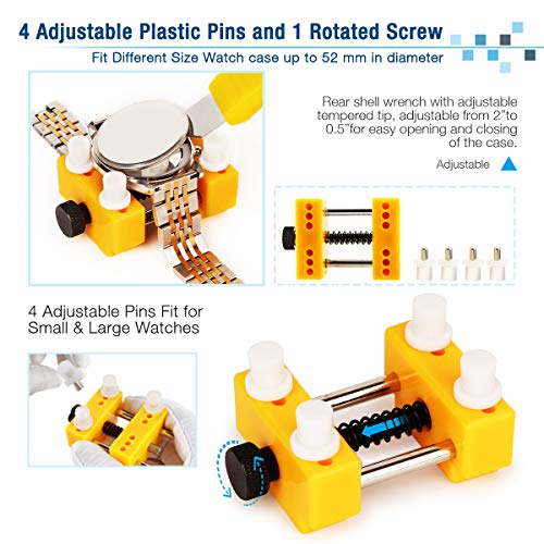 Watch Press Set Back Case Closer, 19pcs Watch Back Press Tool Watch Battery Replacement Tool Kit Watch Repair kit with Press, 18mm-50mm Fitting Dies Watch Tool Kit, Watch Case Press Watch Opener Tool - Thumbnail 2