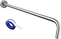 Vista 16 de Brazo de ducha Voolan con brida y cinta de teflón, brazo de extensión de cabezal de ducha para baño con ducha fija, acero inoxidable sólido, montado
