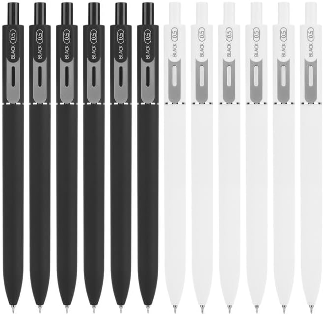 Miniatura 3 de Paquete de 12 bolígrafos de gel de punta fina de tinta negra de 0.020 in, escritura suave, sin manchas para diario, antideslizantes, bonitos