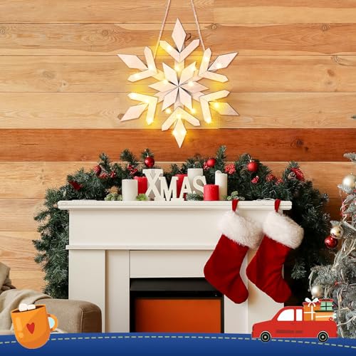 Panneau de porte flocon de neige en bois LED Glooglitter - 4