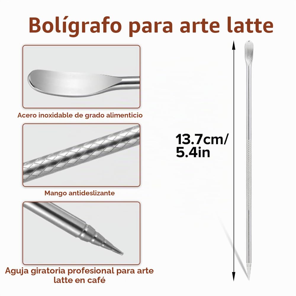 KITDAHOM Jarra de espuma de leche de mano de 350 ml de acero inoxidable con escala, dispensador de nata de acero inoxidable, incluye aguja para latte-art, adecuada para baristas para preparar
