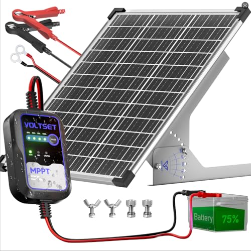 Voltset 50W Solar Panel Kit, 12V Solar Battery Trickle Charger & Maintainer with MPPT Charge Controller, Waterproof Solar Panel Battery Charger for Car RV Boat Marine Trailer