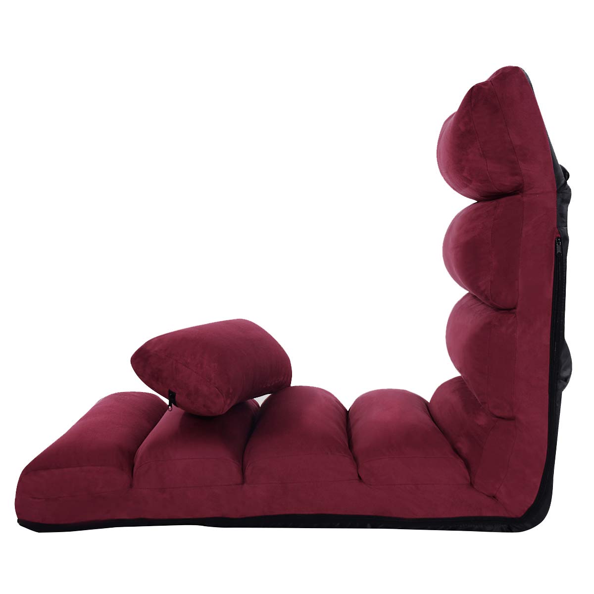 RELAX4LIFE Sedia Pieghevole da Pavimento con Schienale Regolabile, da Terra Imbottita, con Cuscino Morbido, Struttura Resistente, Ideale per Gioco e Lettura (ROSSO)