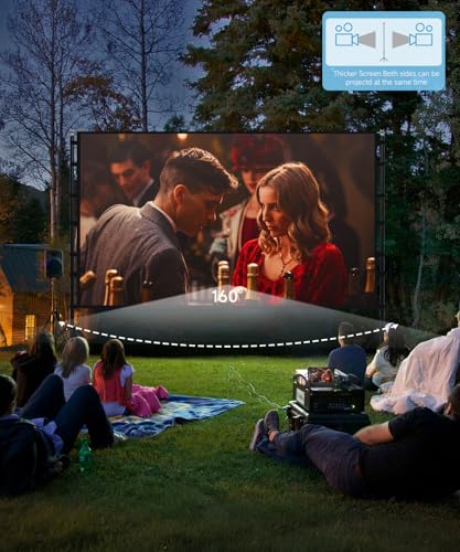 Image of STWUI Projector Screen with Stand - 150 Inch Portable Projector Screens Outdoor Indoor Projector Screen 16:9 4K HD Outdoor Movie Screen with Carry Bag,Enjoy Home Theater Projection Screen