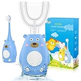 👍 🙂 CEPILLO INTELIGENTE, 2 MODOS: suave y limpieza. EL cepillo de dientes infantil es IMPERMEABLE y se puede usar durante el tiempo del baño. Su batería de 450 mAh consiente un uso de más de más de 2 horas por lo que solo es necesario cargar 1 vez al mes.