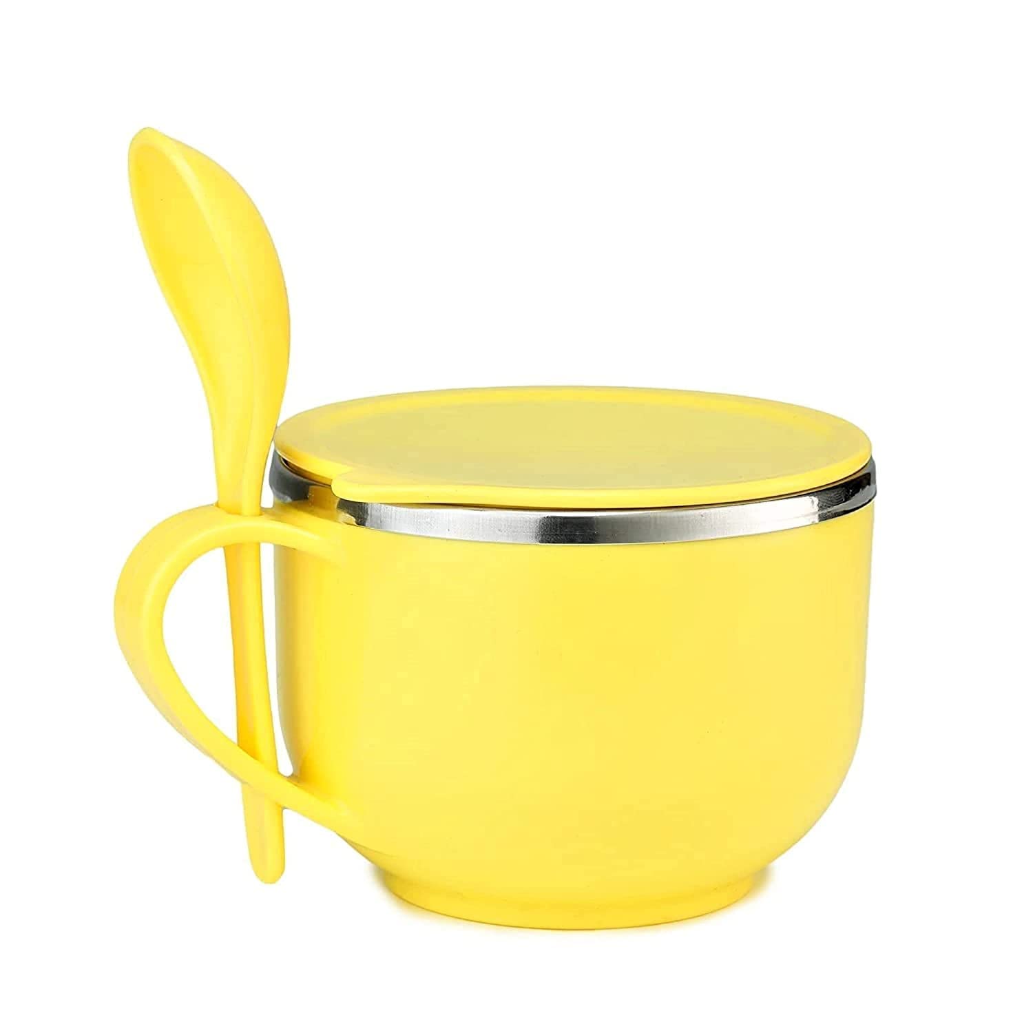 Soup and Noodle Bowl with Airtight Lid, Handle and Spoon Holder, Stainless Steel 2