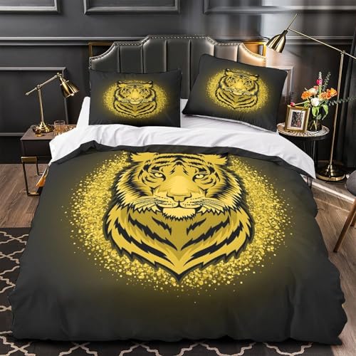 Linge de lit tigre doré haute définition en microfibre super douce