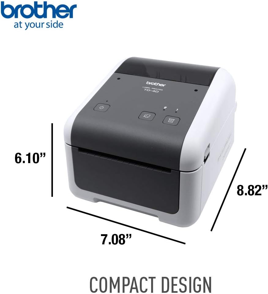 Brother TD4410D 4-inch Thermal Desktop Barcode and Label Printer, for Labels, Barcodes, Receipts and Tags, 203 dpi, 8 IPS, Standard USB and Serial : Office Products