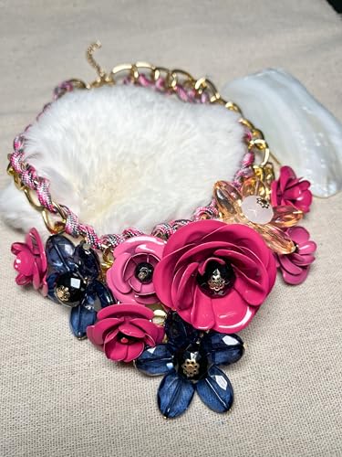 Flower Bib Statement Necklace Chunky Flower Statement Necklace Drama Bib Collar Jewelry Set for Women Prom Party Jewelry2
