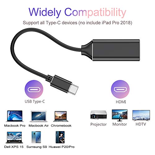 Usb C To Hdmi Adapter 4K For Mac Os, Type-C To Hdmi Adapter [Thunderbolt 3], Compatible With Macbook Pro 2019/2018/2017, Macbook Air, Galaxy, Dell Xps, Pixelbook, Microsoft And More (1 Pack) #TOP5