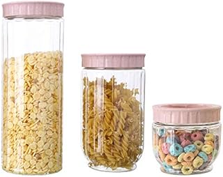 ISKYBOB 3 Pieces Cereal Container, Airtight Dry Food Storage Containers, BPA Free Large Kitchen Pantry Storage Container for Flour, Snacks, Nuts and Pasta, Pink