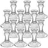 DARJEN Candlestick Holders Set, 4' H Taper Candle Holders Bulk, 12Pcs Clear Glass Candle Holders for Wedding, Festival, Party & Windowsill Decor