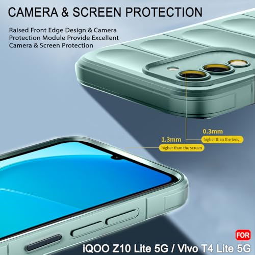 Image of TheGiftKart Liquid Silicon Back Cover Case for iQOO Z10 Lite 5G / Vivo T4 Lite 5G | Shockproof Military Grade Protection | Micro-Fibre Cloth On Inner Side | Built-in Anti-Slip Grip Cover (TPU, Green)
