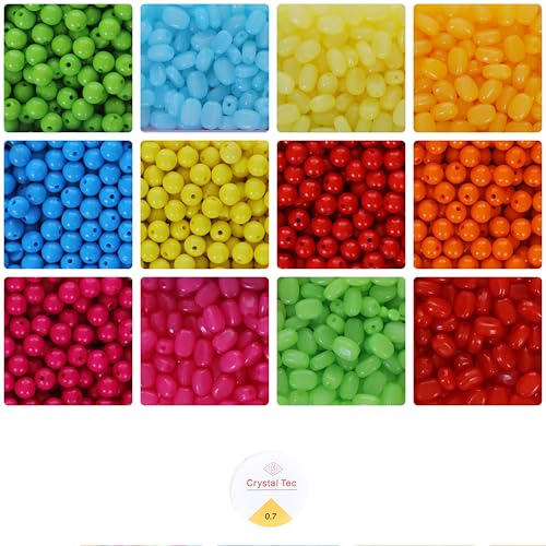 Image of ambitieux Bracelet Making Craft Kit 12 Types Of Colorful 400+ Pcs Of Plastic Beads With Elastic (Light Open Barfi Nd 8MM Oval K),Multicolor