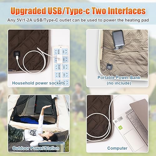 Colchón eléctrico portátil grande Woolala con almohadilla térmica para dormir miniatura 4