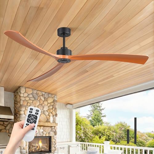 Breezary Ceiling Fans No Light 72 Inch Farmhouse Ceiling Fan Ultra Quiet DC Motor 3 Reversible ABS Blades Outdoor Ceiling Fans Without Lights for Living Room Bedroom Patio Covered Garage