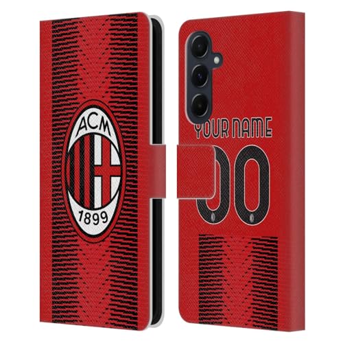 Coque Samsung Galaxy A55 5G AC Milan en cuir à portefeuille housse personnalisée