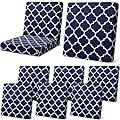 Newwiee 8pcs Patio Stretch Sofa Cushion Covers Stripe Outdoor Cushion Covers Replacement Patio Furniture Cushions Couch Slipcovers Chair Seat Covers Soft Flexibility Protector (Navy Blue)